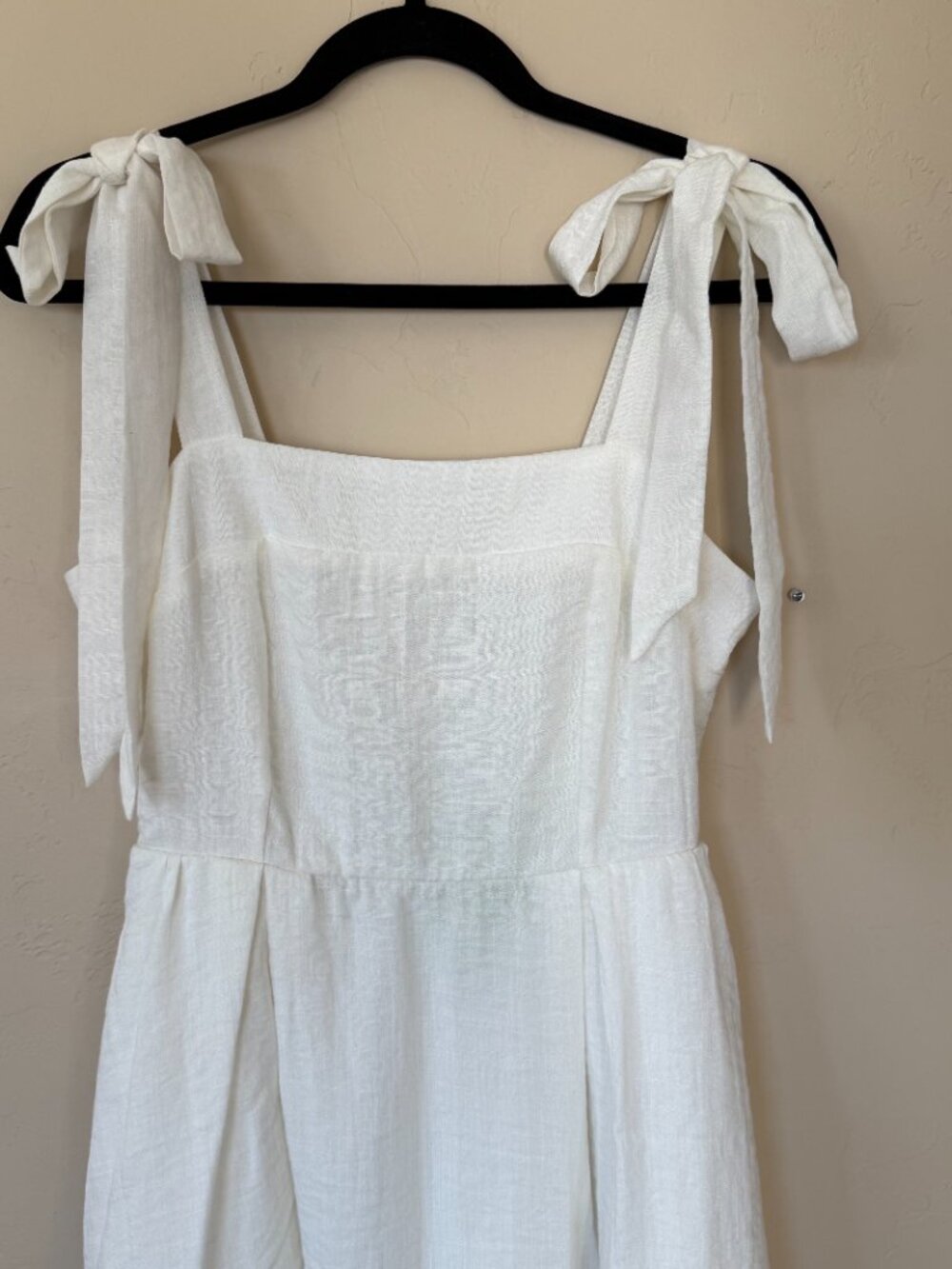 Sam Edelman White Tie Strap A-Line Mini Dress Linen Cottagecore Summer Boho - Picture 3 of 9